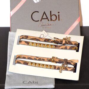 New CAbi by Invitation Pair Textured Cat Print Studded Ankle/Wrist Straps Wraps
